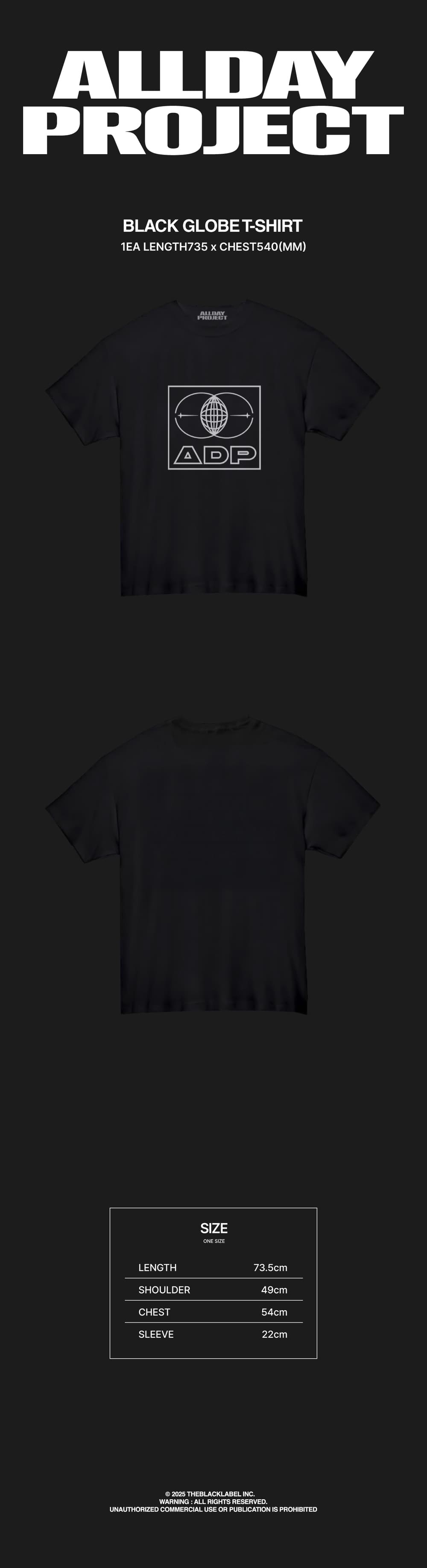 KPOPTOGETHER - ALLDAY PROJECT (올데이 프로젝트) - BLACK GLOBE T-SHIRT